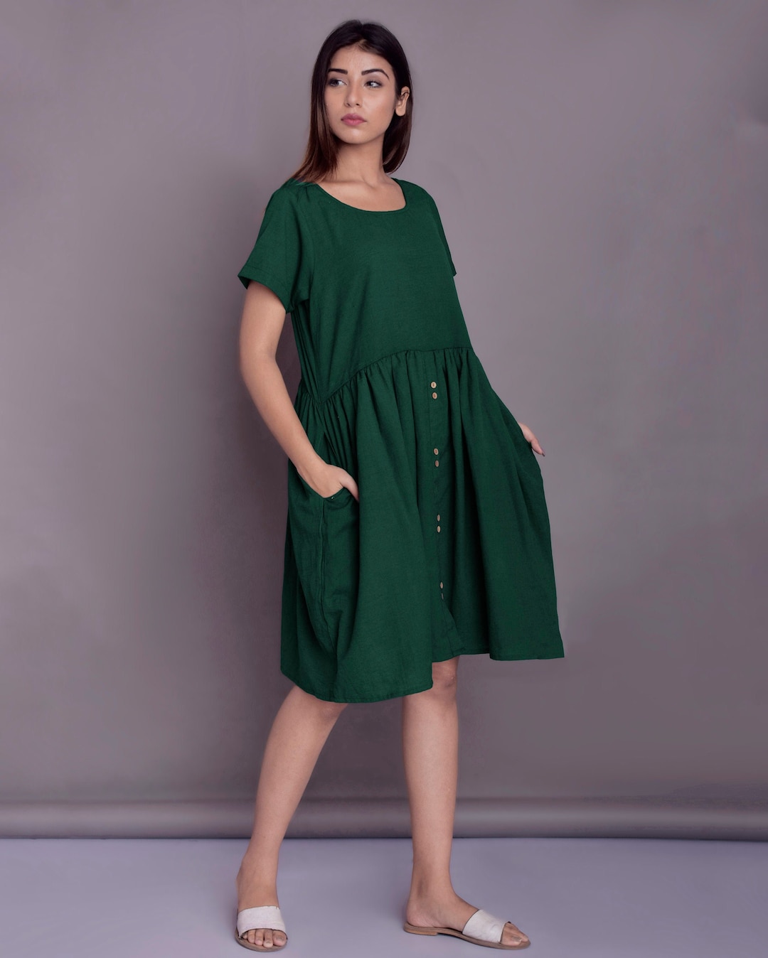Casual Midi Dress Button Down Linen Midi Dress Summer Dress - Etsy