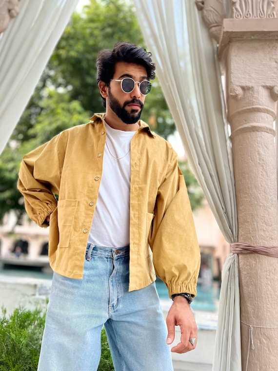 Oversized Corduroy Shacket: Unisex Cotton Button Down Jacket