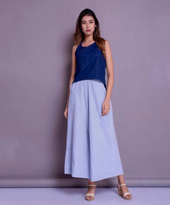 Casual Palazzo Pants for Women, Striped Palazzo Pants With