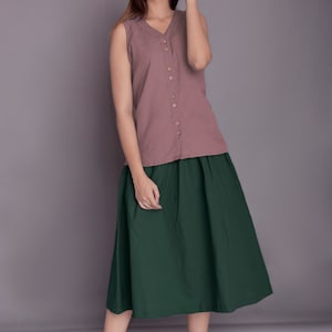 Linen Skirt, Skirt with Pockets, Linen skirt for women, Midi Skirt, Below the Knee skirt, Plus size skirt 1 image 2