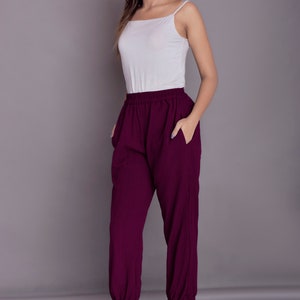 Linen Yoga Jogger Pants: Women's Relaxed Fit Elastic Cuff Trousers image 2