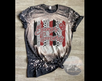 Mom Life-Sooner Life-Oklahoma Football-Bleached Tee