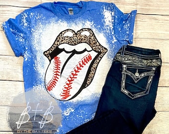 Baseball Tongue Cheetah lips bleached unisex tee, ***softball also available