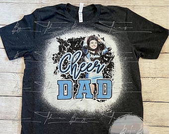 Custom Cheer Dad bleached unisex shirt, customizable tee, Cheer Dad Tee