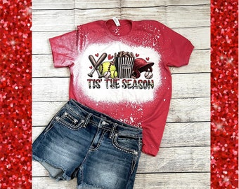Tis the Season Baseball Softball Mom Bleach Tee, Sublimation Design