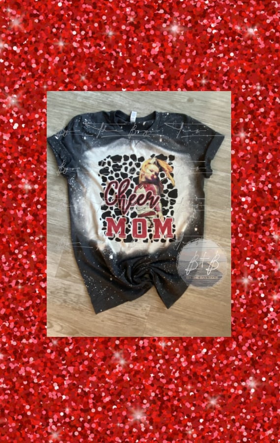 Custom Bleached Cheer Mom Shirt, Team Colors