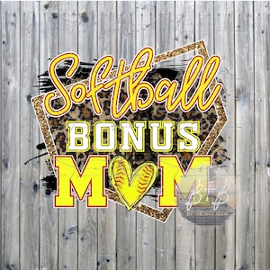 Softball Bonus Mom digital design, png, sublimation