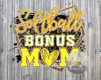 Softball Bonus Mom digital design, png, sublimation
