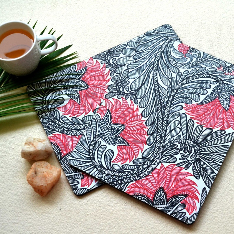 Madhubani Print Placemats Indian Design Placemat Placemat Etsy