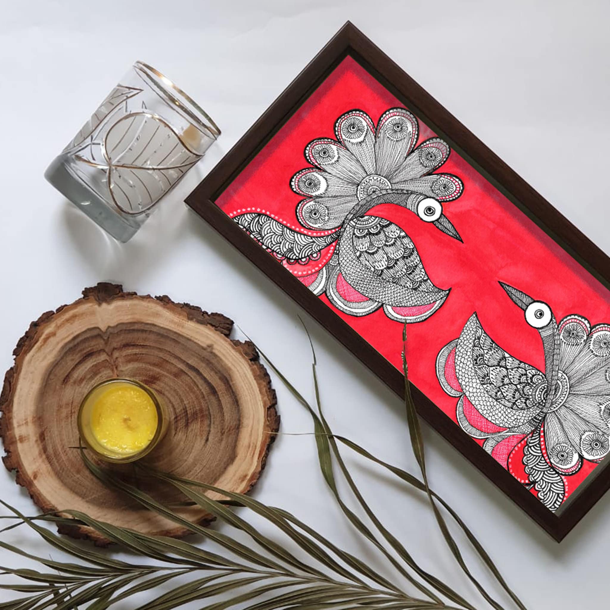 Decorative Tray Indian Madhubani Design Decorative Tray Etsy