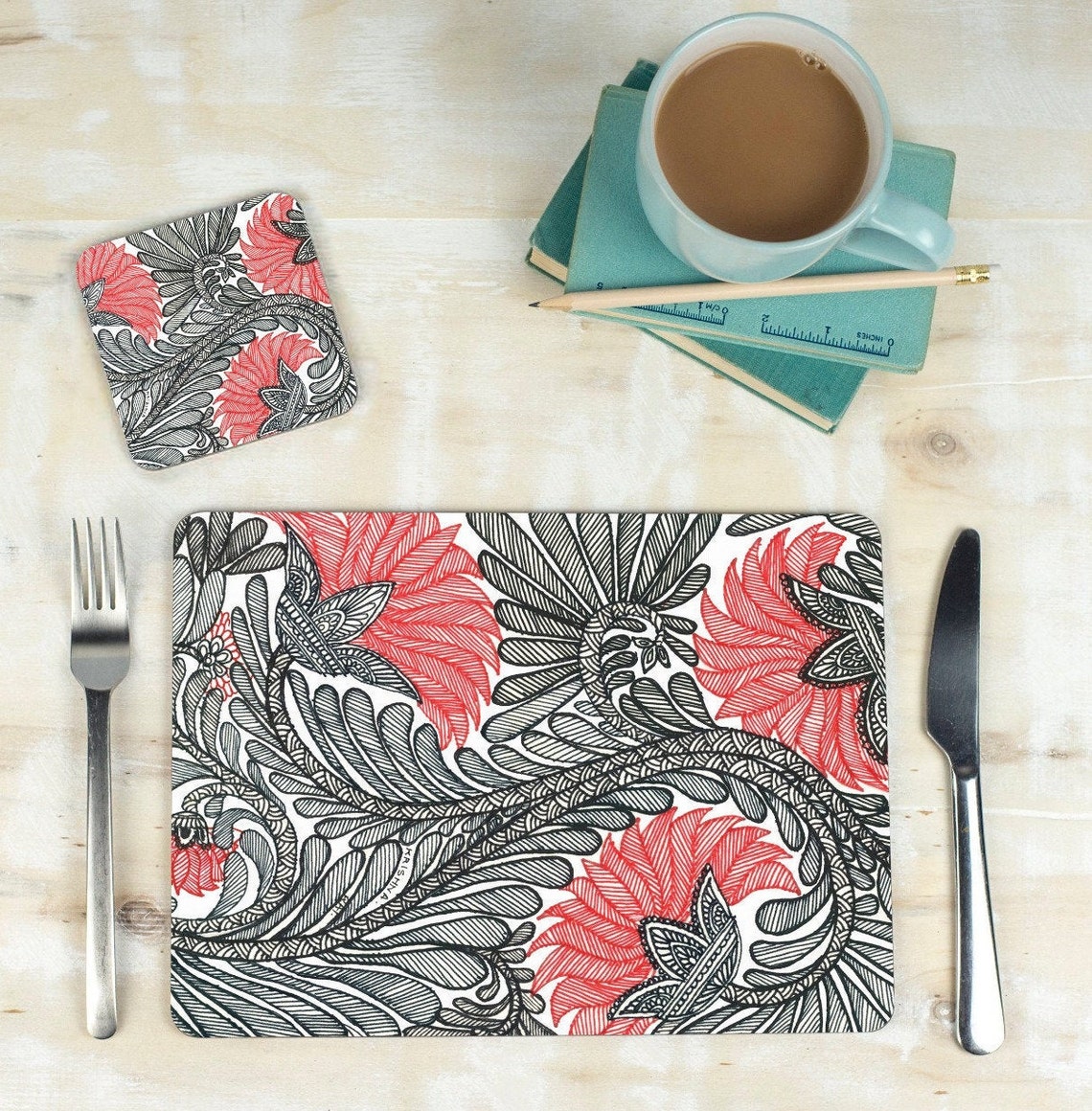 Madhubani Print Placemats Indian Design Placemat Placemat Etsy