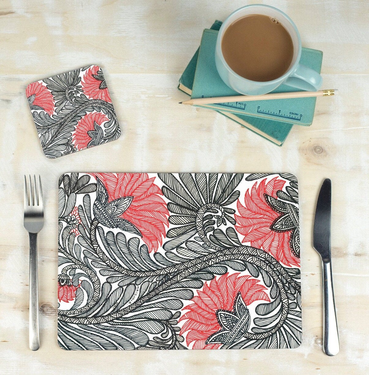 Madhubani Print Placemats Indian Design Placemat Placemat Etsy