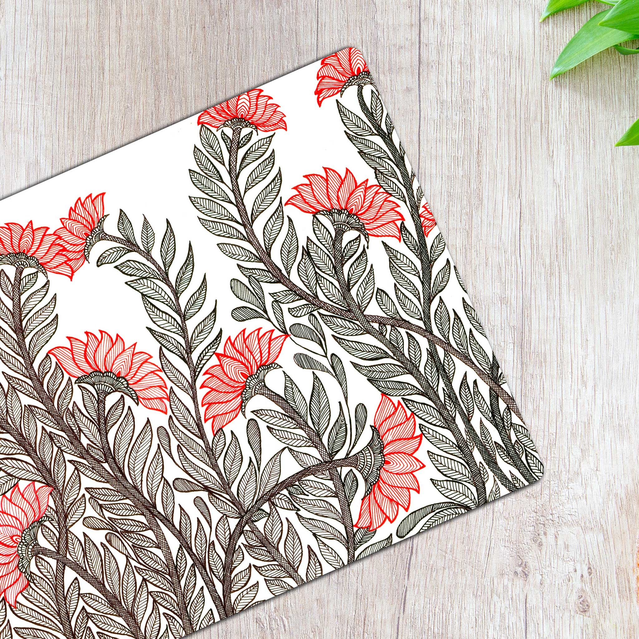 Indian Lily Madhubani Print Placemats Indian Design Placemat Madhubani