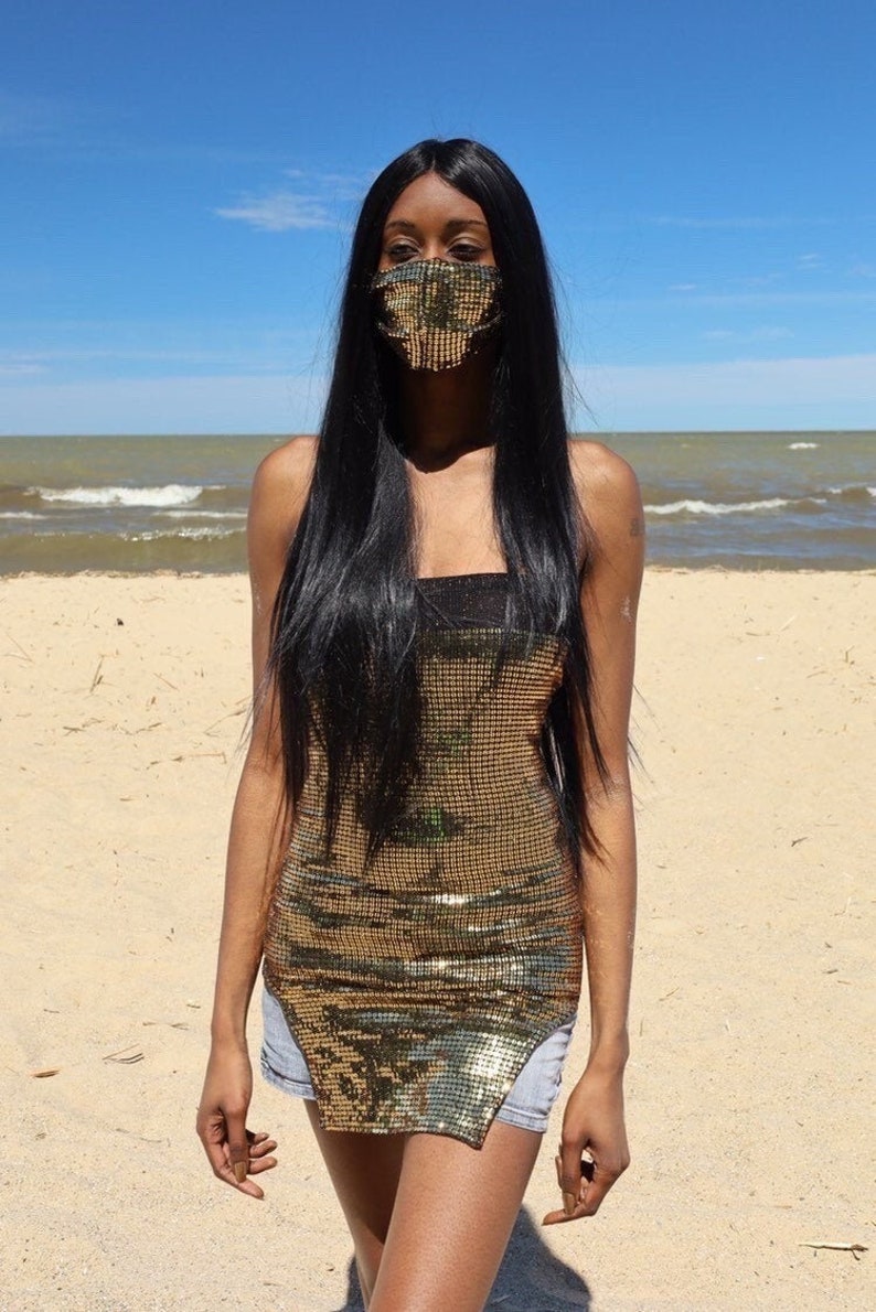 Gold Sequin Tube Top . Stretch Gold Sequin Top. Long Tube Top Etsy