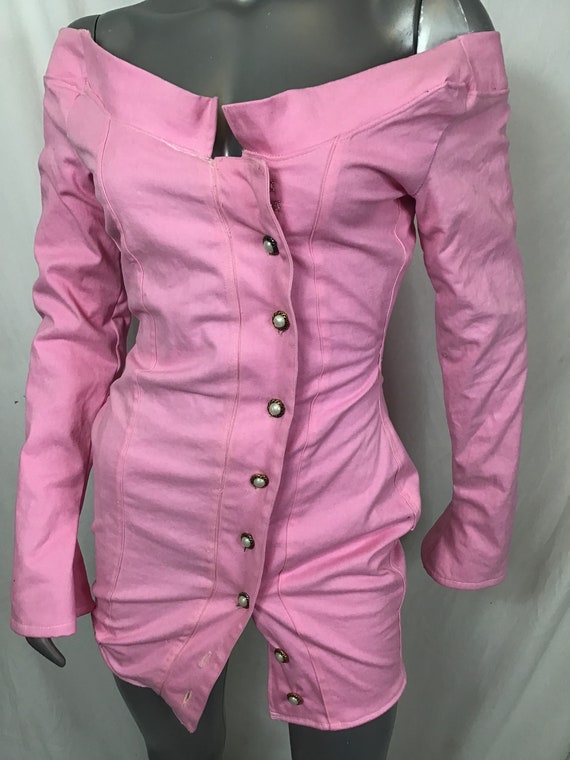 pink denim shirt dress