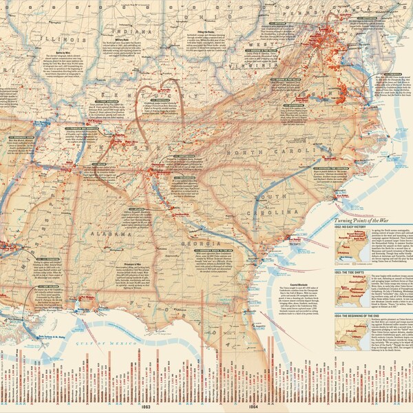 Battles of the Civil War Map : The National Geographic Magazine