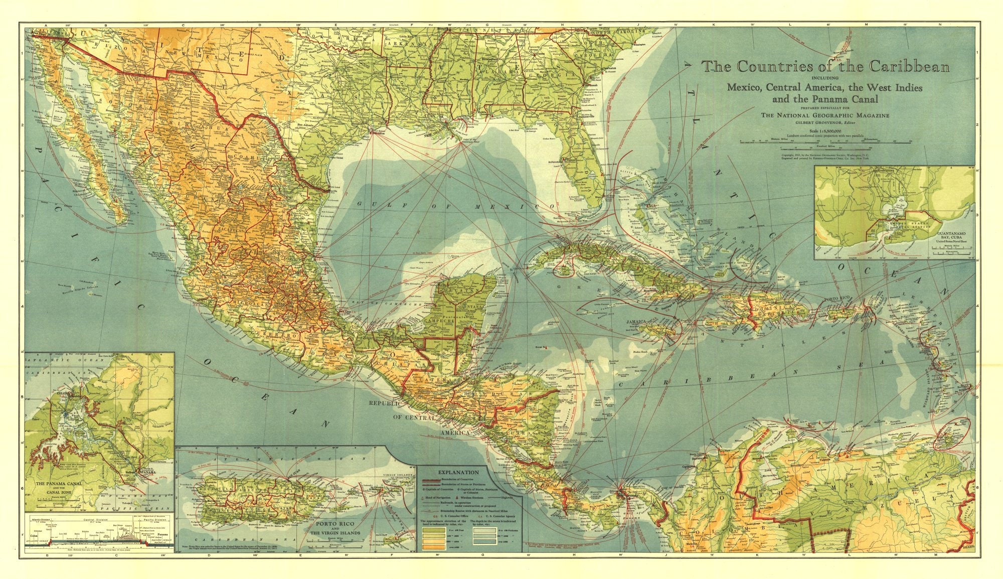 Poster México/América Central: MAPA Detalhado de 1980 ..