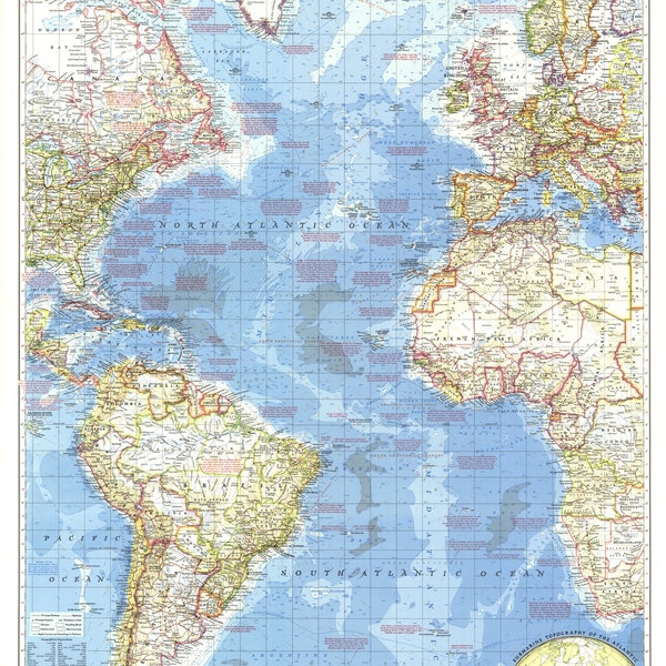 1955 Atlantic Ocean Map