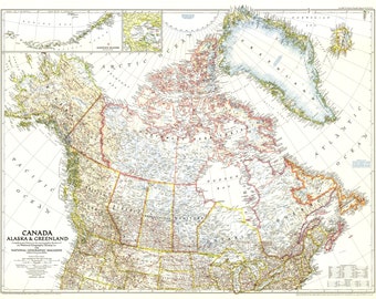 1947 Canada, Alaska and Greenland Map