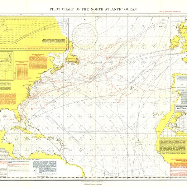 1903 Pilot Chart of the North Atlantic Ocean Map