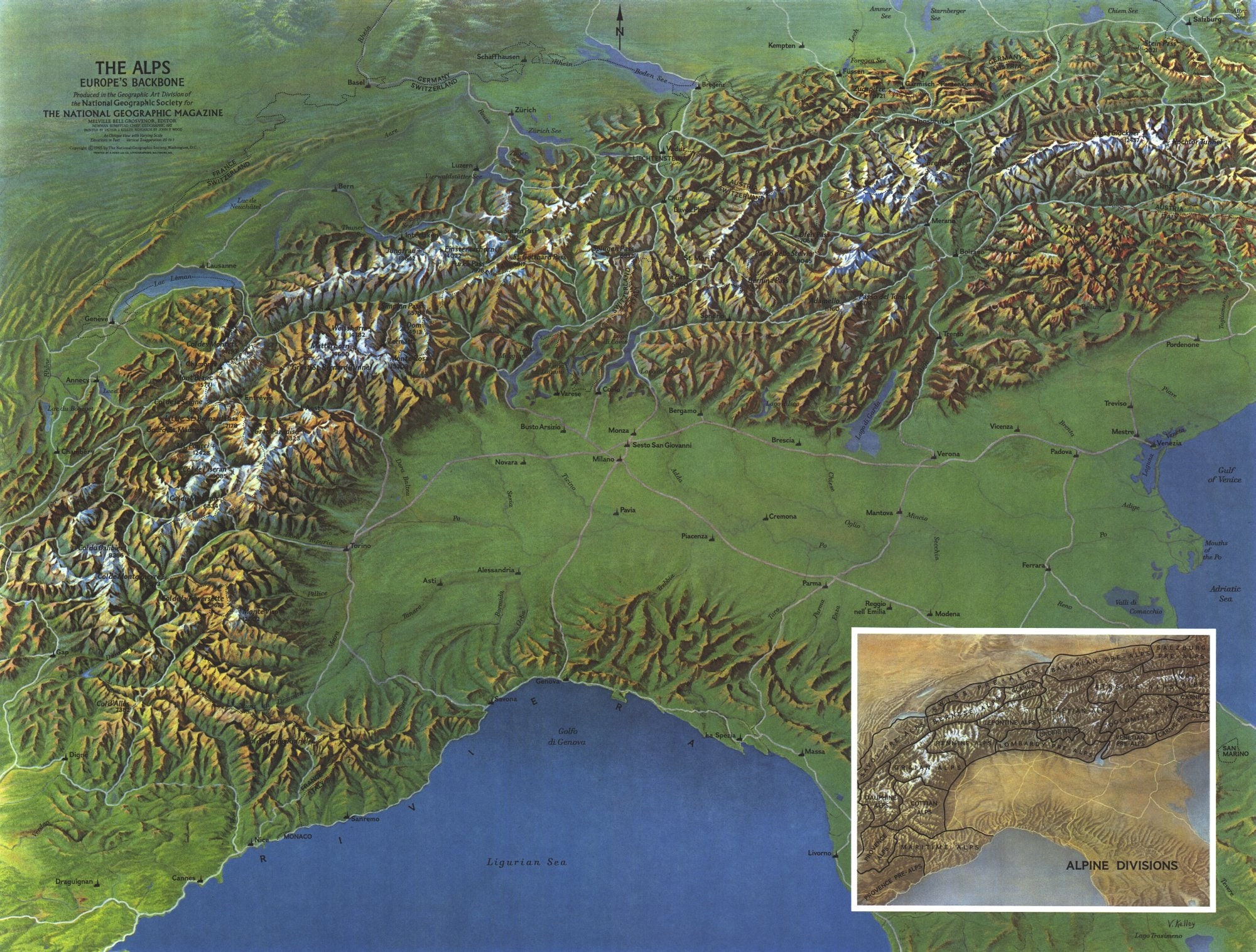 Alps, Europe's Backbone Map - Etsy