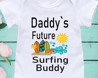 unisex baby clothes personalised bodysuit Daddy/'s future surfing buddy custom Baby Onesie\u00ae beach baby summer clothes beach partner