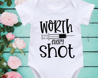 Worth Every Shot | IVF Onesie| Unisex Baby onesie | Cute baby Onesie | in Vitro Fertilisation Baby Onesie | Pregnancy Announcement 19