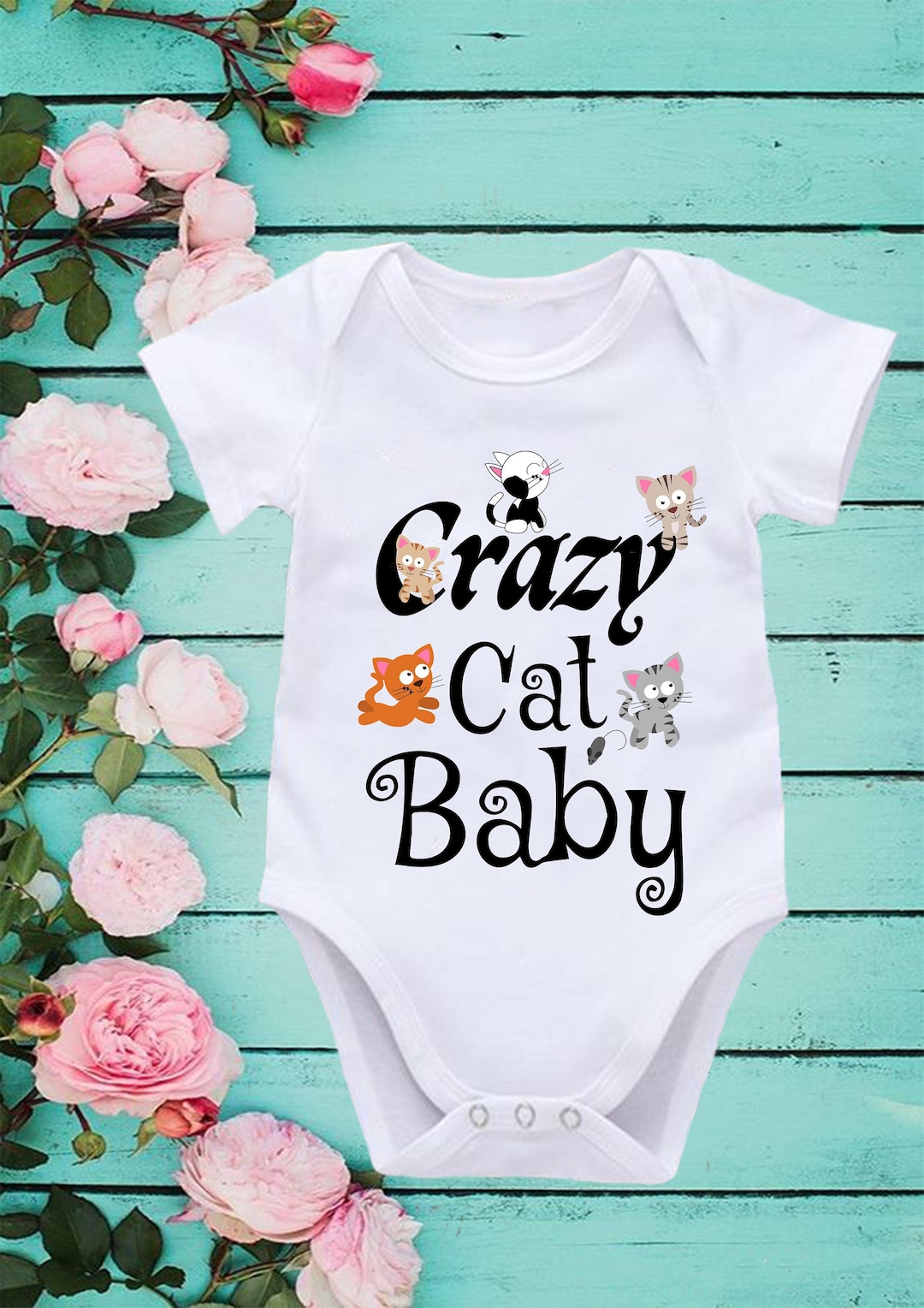 Crazy Cat Baby Cute Baby Onesie Cool Baby Onesie Cat Etsy