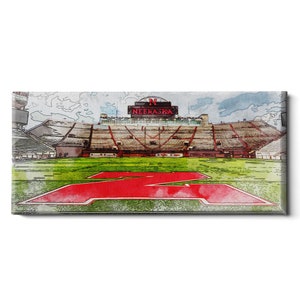 Nebraska Cornhuskers | Nebraska from the 50 Watercolor | Memorial Stadium | Huskers | Nebraska Football | Canvas Wall Art | Metal Wall Art