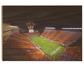 Virginia Tech | Aerial Striped Lane Stadium | Lane Stadium | VT Football | VT Hokies | Wood Art