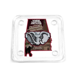 Alabama Crimson Tide | State of Alabama | Where Legends are Made | Bryant Denny | Acrylic Drink Coaster | Bar Coaster | Drink Coaster