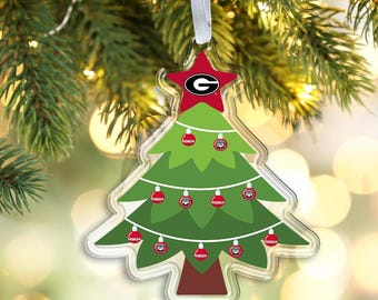Georgia Bulldogs Christmas Tree Ornament | UGA Dawgs Acrylic Ornament
