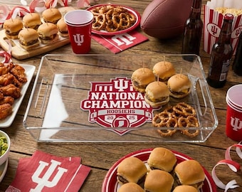 Indiana Hoosier National Championship Acrylic Serving Tray: College Football Tailgate Decor