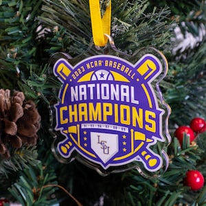 LSU Tigers | LSU Baseball | 2023 National Champions | Baseball | College World Series | Luggage Tag | Christmas Ornament