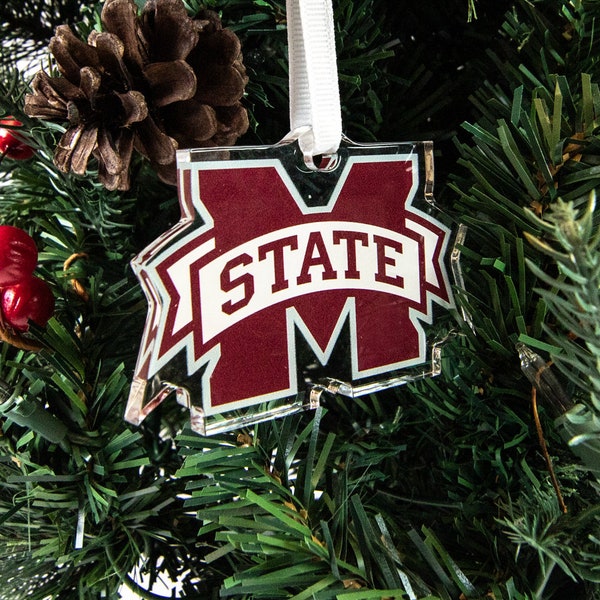 Mississippi State Bulldogs | MSU Bulldogs Christmas Ornament | MSU Logo | Mississippi State Fan Gift | Luggage Tag | Christmas Ornament