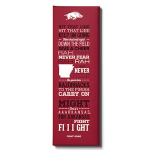 Arkansas Razorbacks | Fight Song | University of Arkansas | College Alma Mater | Canvas Print | Wall Art