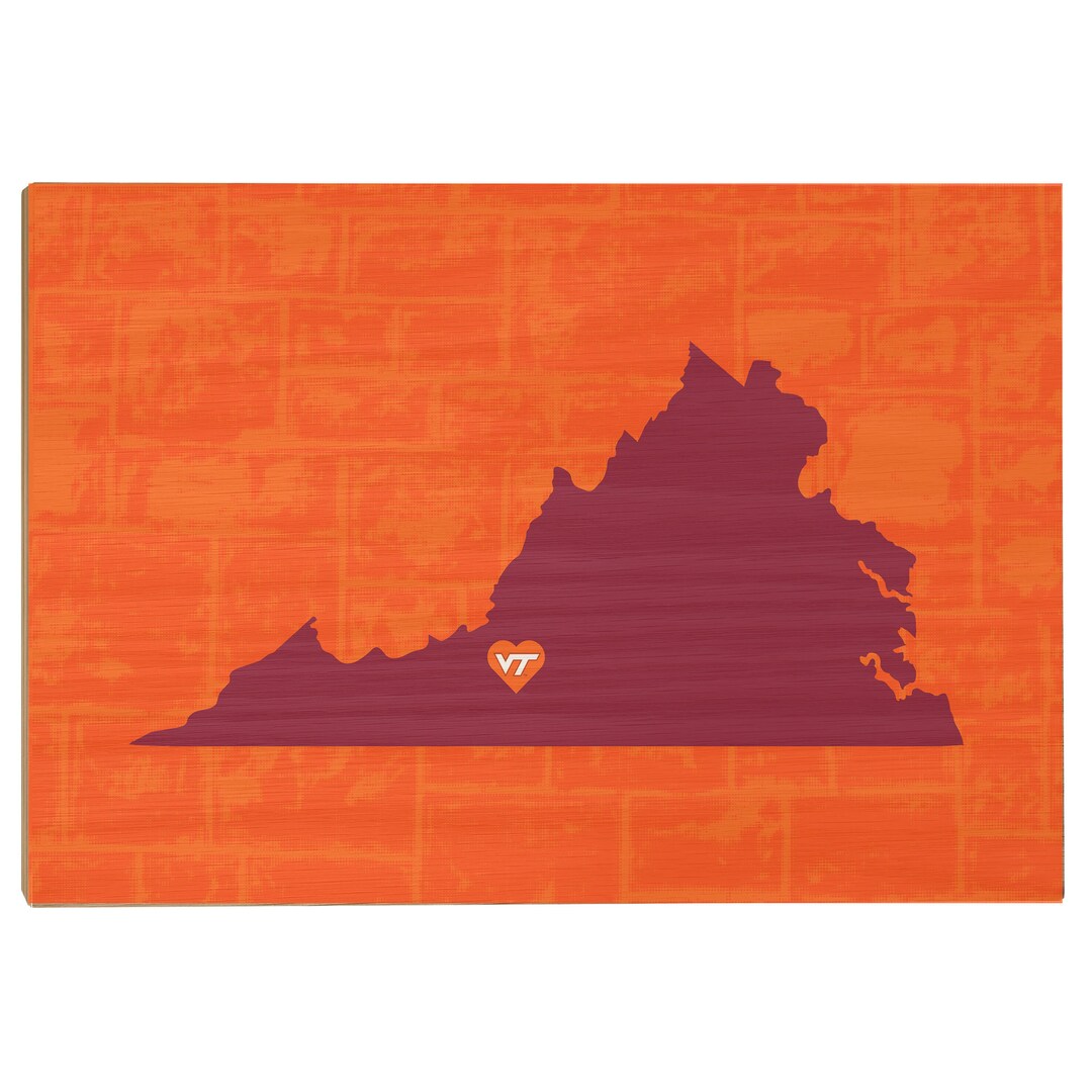 Virginia Tech Hokies VT State Love Wood Art VT Logo State of Virginia