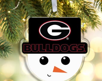 Georgia Bulldogs Snowman Christmas Ornament | UGA Dawgs Fan Gift