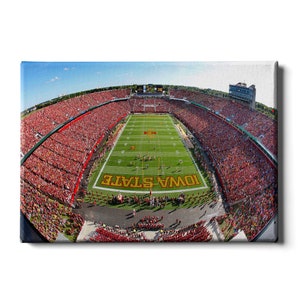 Iowa State Cyclones | Jack Trice Stadium | Aerial Fisheye | Iowa State Home Decor | Canvas Wall Art | Metal Wall Art | Acrylic Wall Art