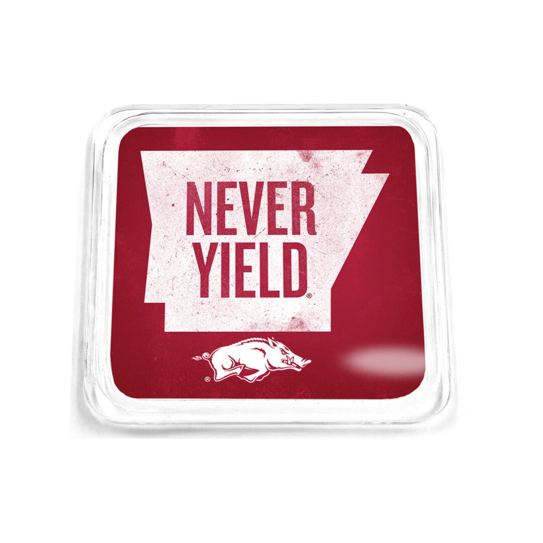 Arkansas Razorbacks Acrylic Drink Coaster | Never Yield, Wooo Pig Souie ...