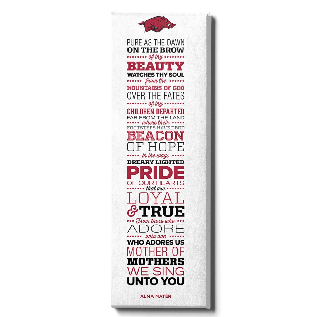 Arkansas Razorbacks Alma Mater Lyrics Canvas Print | College Wall Art ...