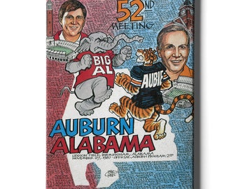 Auburn vs Alabama Vintage Program Canvas Art | Phil Neel Design
