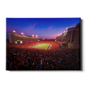 Nebraska Cornhuskers | Memorial Sunset | Huskers | Memorial Stadium | The Sea of Red | Canvas Wall Art | Metal Wall Art | Acrylic Wall Art