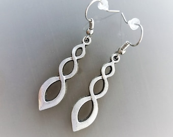 Silver colored twisted earrings