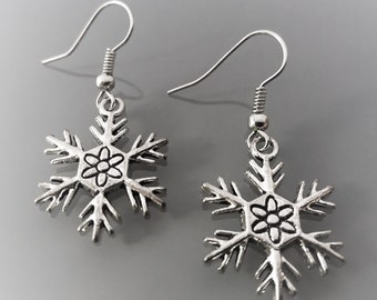 Silver snowflake earrings