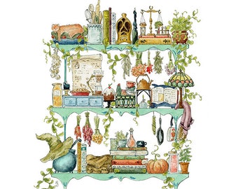 The Kitchen Witch's Shelves Giclée Print