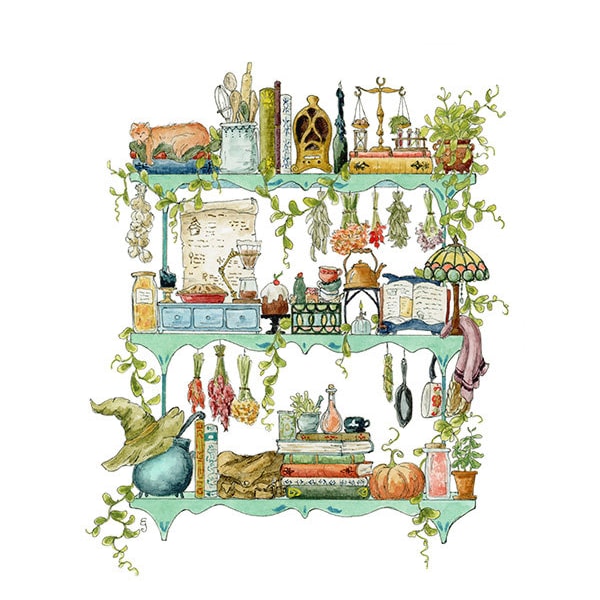 The Kitchen Witch's Shelves Giclée Print