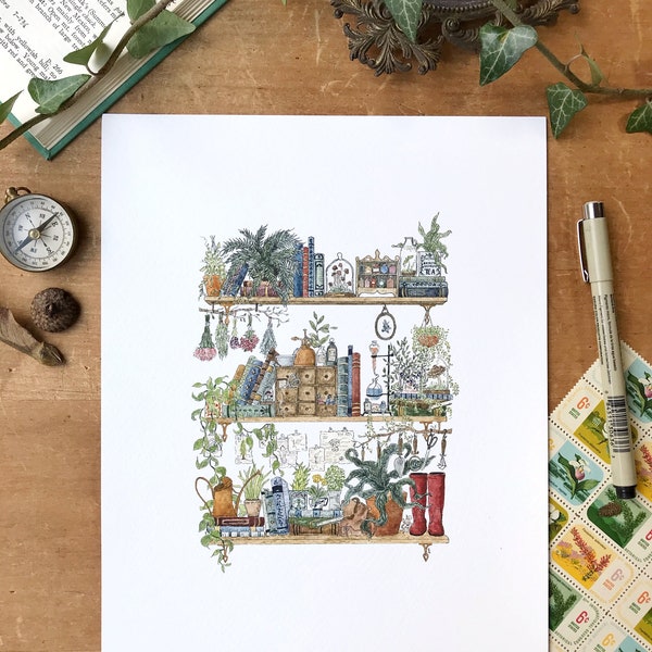 The Botanist's Shelves Giclée Print - 8x10"