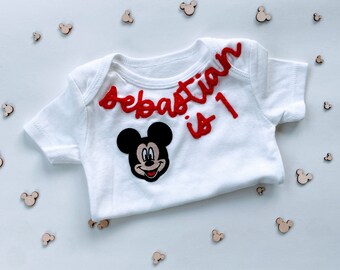 Custom Birthday Embroidered Disney Birthday Toddler/Baby T-Shirt- Personalized - Hand Embroidered Tee - Disneyland - Bodysuit - Disney World