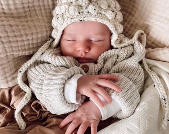 Shay Bobble Bonnet Avena - Baby Bonnet - Sombrero recién nacido - capó neutro